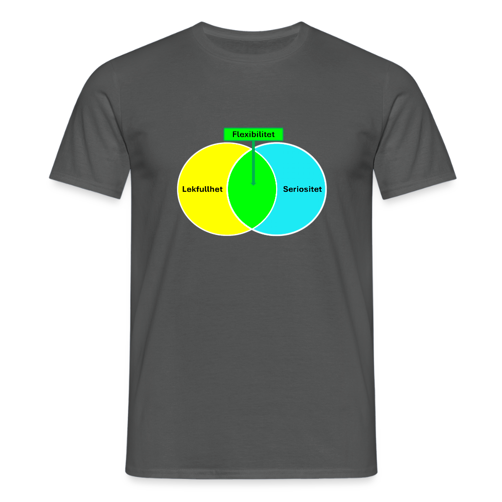 Lekfullhet, Seriositet, Flexibilitet (T-shirt, herr) - charcoal grey